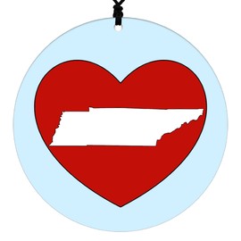 Tennessee Christmas Ornament - Home State Love Graphic Featuring Red Heart and White Map Silhouette - 2025 Hanging Acrylic Disc Decoration For Tree - Unique Holiday Gift and Home Decor