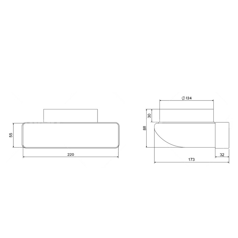 H&C VENT PVC deflection piece for flat duct, 125 mm