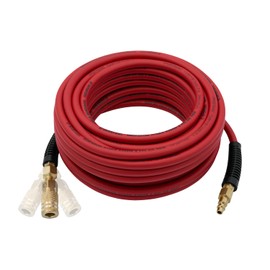 INTERTOOL 50ft Hybrid Air Hose, 1/4” Diameter, Lightweight Flexible, Reinforced Lining, All-Weather Kink Resistance, Brass Fittings, Plug, Quick Coupler PT08-1762