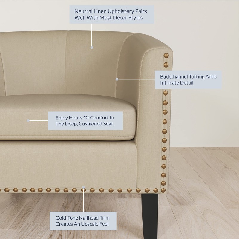 BELLEZE Accent Barrel Chair, Modern Tub Club Chair Upholstered Armchair