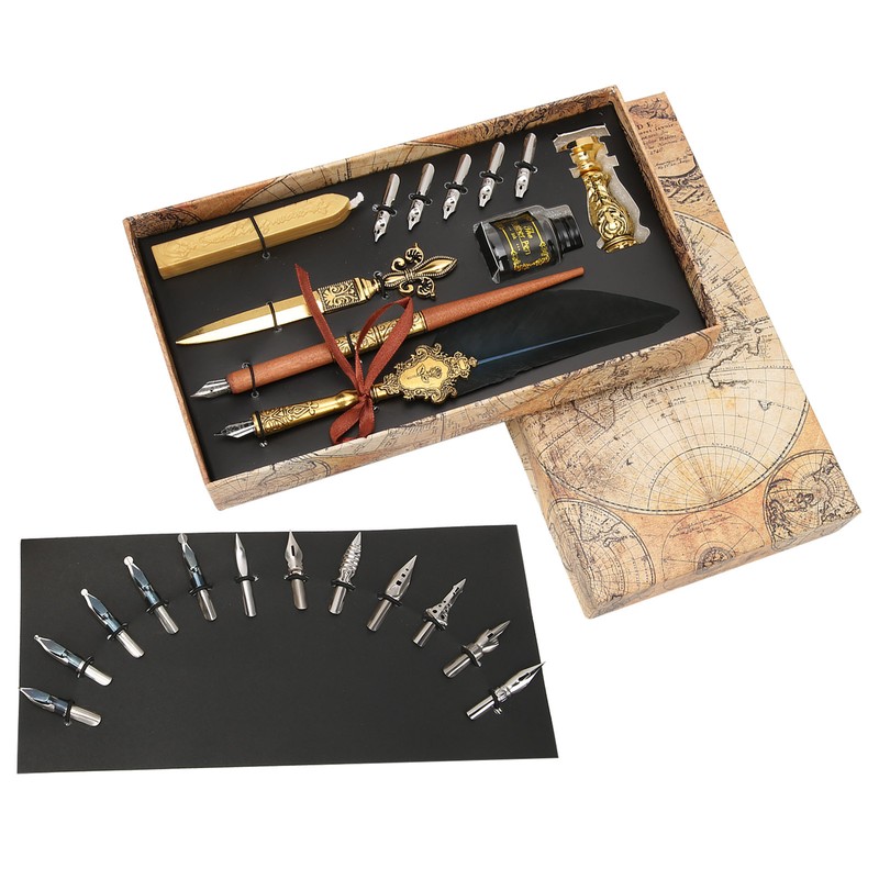 Feather Pen Set Retro British Creativity Writing Suit for Business