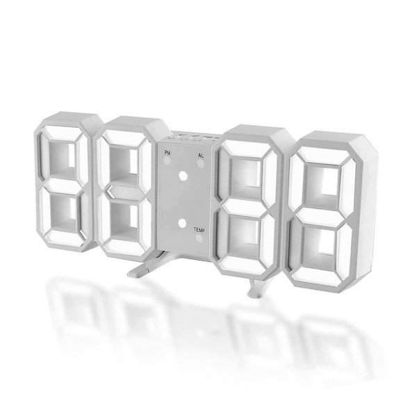 DSLIHA 3D Digital Alarm Clock for Bedrooms, LED Desk USB