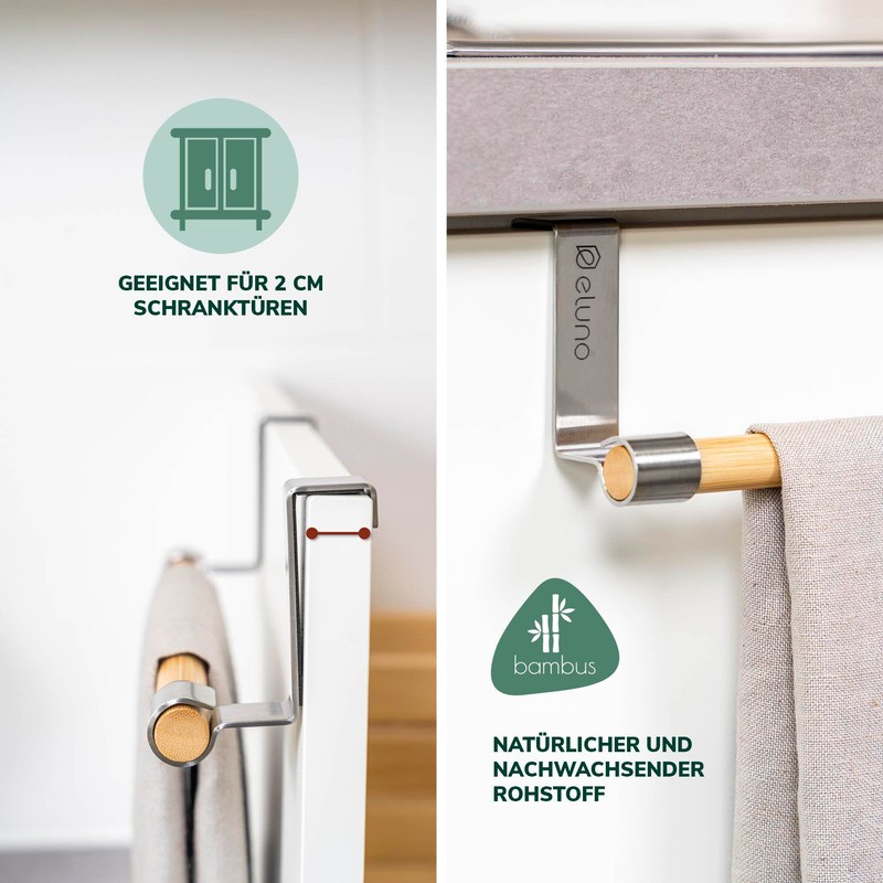 eluno Tea Towel Holder with Bamboo No Drilling for Hanging