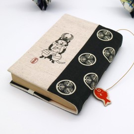 Bungeki Book Cover, Bunko Book Size, Cat Warlords Series, "Tokugawa Ieyasu", Made in Japan, Fabric, Embroidered, Bunko Book Cover