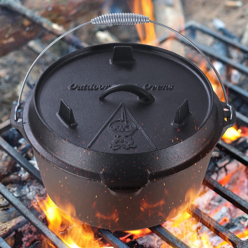 LIFERUN Dutch Oven Pot with Lid, 9.7 Quart Cast Iron