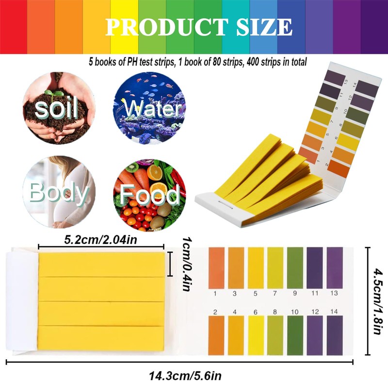 pH Test Strips Upgraded 1-14 Litmus Paper, Universal Indicator for