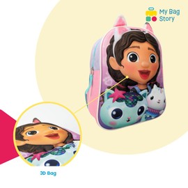 mybagstory - Gabby's Dollhouse Girl's 3D Backpack – Pink – Child – School – Kindergarten – Daycare – Girl's School Bag – Size 27 cm – Adjustable Straps – Gift Idea, Gabby's Dollhouse - Pink, enfant