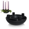 Handmade Black Ceramic Candle Holder - Advent Wreath for Home