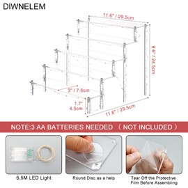 DIWNELEM 5 Tier Acrylic Risers Acrylic Display Stands Acrylic Display Case Dessert Display Cupcake Stand Display Shelf for Countertop Organizer Collections and Cosmetics with Blue LED Light