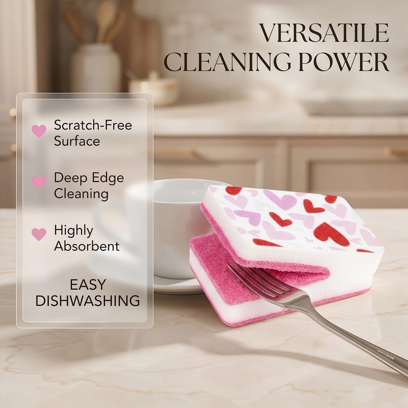 LAZYSEAL Double Sided Kitchen Sponges for Dishes, Unique Slit Scrubber