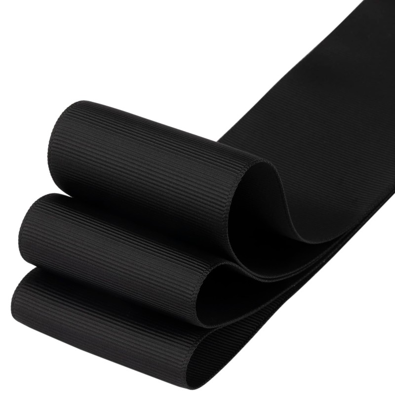 【Tekdeere】50mm Wide Solid Black Grosgrain Ribbon, Ideal for Gift Wrapping,