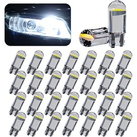 30Pack 194 Car LED Light Bulbs, 0.36W 12V T10 6000K Interior Lights, 168 2825 W5W Wedge COB LED Replacement Bulbs, Universal Dashboard Light, Dome Light, Sign Light, License Plate Light