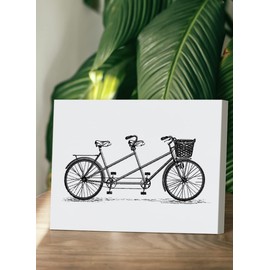 Retro Tandem Bike with Basket Farmhouse Wall Art Prints Artwork Decor for Bicycle Transportation Themed Canvas Wall Art Prints, Bathroom Bedroom Living Room Home Boys Room Decorations,11"x14",