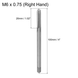 QUARKZMAN Metric Tap M6 x 0.75 H2 100mm Extra Long Straight Flute Threading Tool for Threading and Repairing