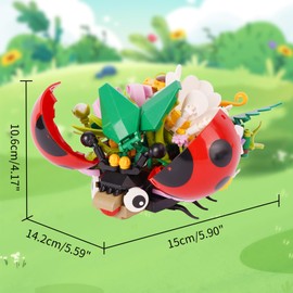 Vinbosion Building Blocks Set,Mini Bricks Toys,Insect and Flowers Building Set for Children and Adults, Gift for Christmas,Birthday,New Year (Ladybird)