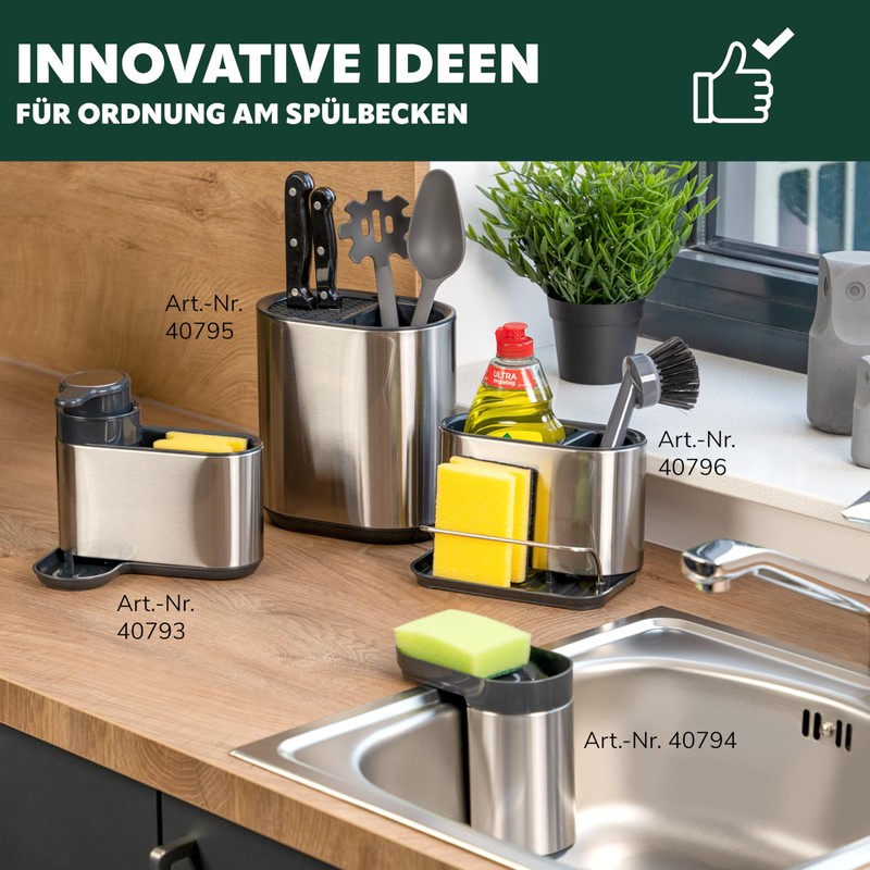 bremermann Sink Organizer with Sponge Holder and Dish Brush Holder,