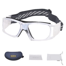 SooGree Sport Goggles Basketball Soccer Football Protective Eyewear Safety Goggles Adult Racquetball Goggles Lens Replaceable（Clear frame black pad）