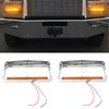 GaeaAuto Pair Headlight Bezel Trim Chrome with 12" Amber LED