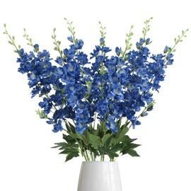 Blue Delphinium Artificial Flowers,8PCS Faux Delphinium Bulk 33.5'' Long Stem Larkspur Silk Flowers for Tall Vase Table Centerpieces Wedding Home Garden Decor(Navy Blue)