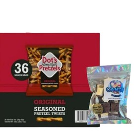 Dots Homestyle Pretzels Original Seasoned Twists – 36 Individual 1oz Snack Bags – Bold Savory Flavor, Perfect for On-the-Go, Lunches, or Sharing with Candy Freezer Freeze Dried Ice Cream Bites - Candy