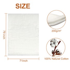 PLANTIONAL Natural Cotton Batting for Quilts: 71-Inch x 79-Inch Light Weight Purely Natural All Season Quilt Batting for Quilts, Craft and Wearable Art
