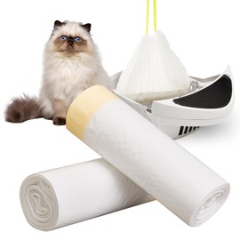 Papettly Cat Litter Box Liners 37”x18”, Large Kitty Litter Box Bags with Drawstring, Suitable for Auto Cleaning Litter Boxes, Tear-Resistant Cat box Liners for Pet Cat Litter Tray, 20 Count