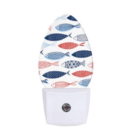 Uanvaha Colorful Fishes Night Lights Plug into Wall Sea Aquarium Summer Ocean Blue White Red Cute Fish Night Lamp Auto on/Off Sleep Friendly for Men Women Home Decor