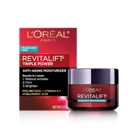 L'Oreal Paris Revitalift Face Moisturizer by L’Oreal Paris Skin Care, Revitalift Triple Power Fragrance Free Face Cream with Pro Retinol, Hyaluronic Acid and Vitamin C, 1.7 oz.