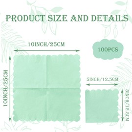 100 Pieces 2-Ply Sage Green Cocktail Napkins Disposable Fanned Cocktail Napkins Beverage Napkins Dessert Napkins Paper Napkins for Dinner Wedding Birthday Party Restaurant Bridal Anniversary(Green)
