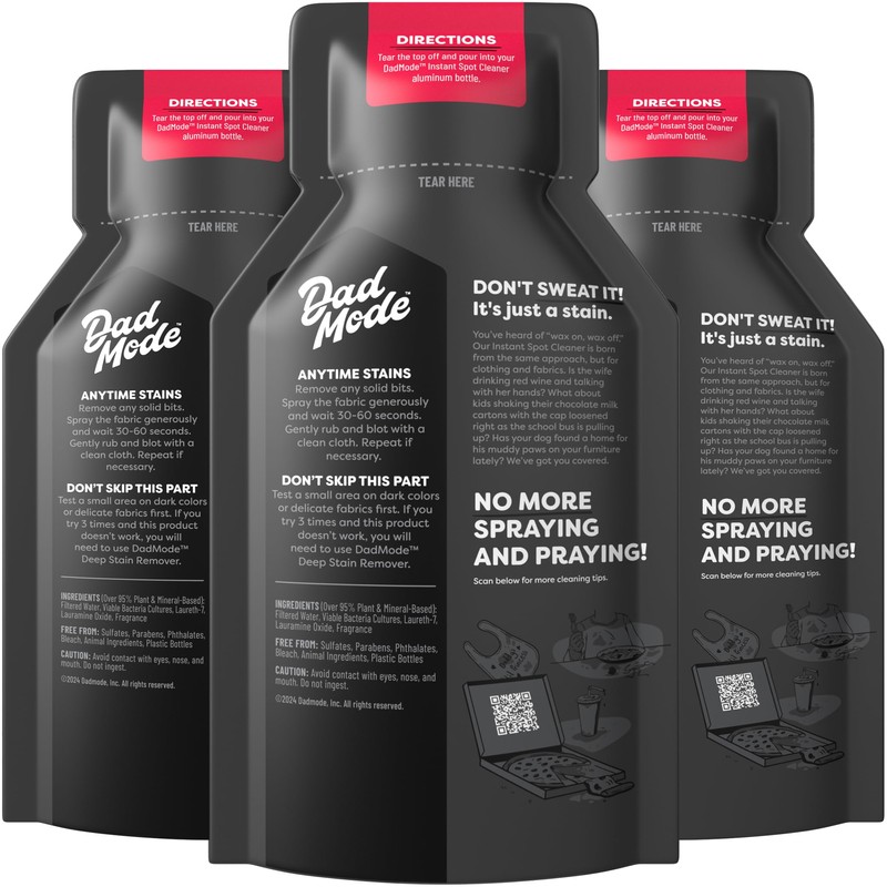 DadMode Instant Spot Cleaner Refill Pack, Quick Stain Remover Multi-Surface: