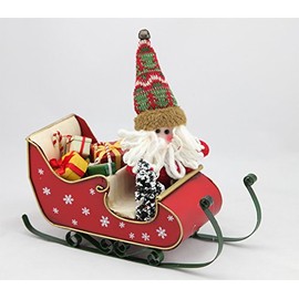Santa Claus in Sleigh with Gifts Figurine Santa Claus Christmas Decoration Colour: Red