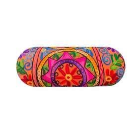 Bolster Boho Cotton Pillow Case 46 x 18 cm Round Cylindrical Yoga Meditation Travel Floor Pillow Case Embroidered Back Neck Maternity Pillow Cover [Cover Only] (ORANGE)