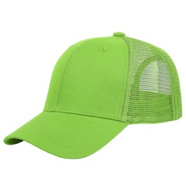 Falari Trucker Hat Baseball Cap Structured Plain Design 6 Panel, Adjustable Size - Light Green