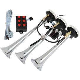 Ineedup 12V 150db 3 Trumpet Electric Truck Train Car Air Horn with 8 Tunes for Cars Trucks Trains Boats RVs