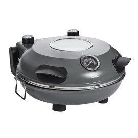 Cook With Color Electric Indoor Pizza Oven – Crispy Crust Countertop Pizza Maker, Heats up to 800˚F, 12 Inch Ceramic Stone, Dual Temperature Control Knobs, Bamboo Peel Included, Gunmetal Grey