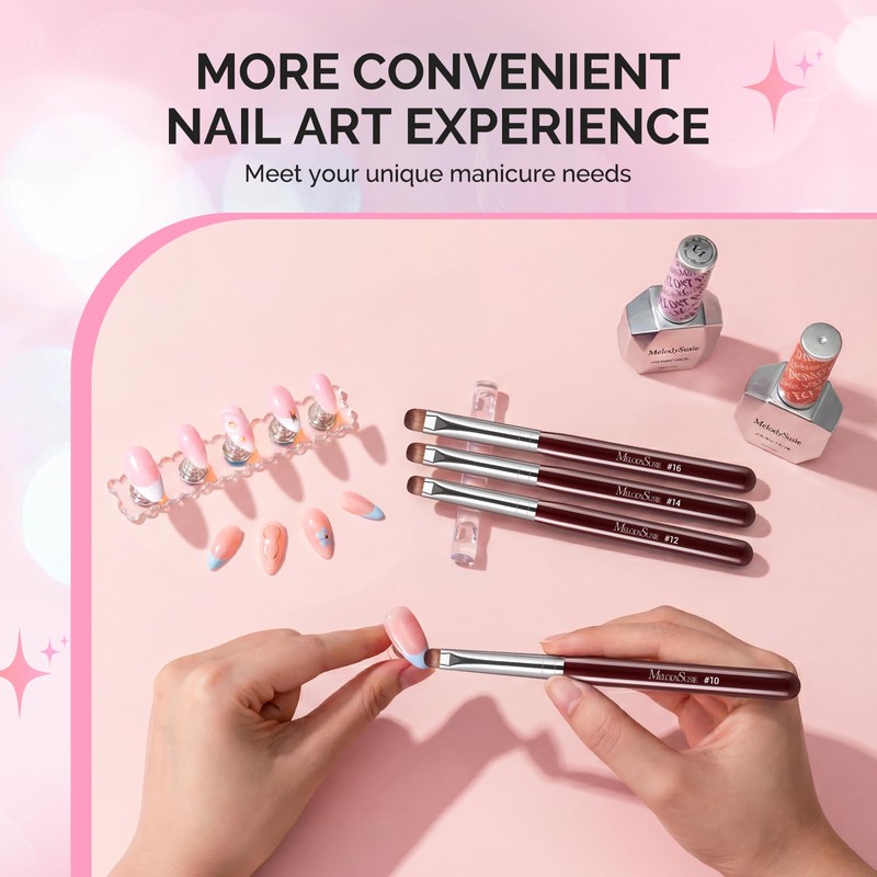 MelodySusie 4Pcs French Manicure with Rosewood Handles Nail Brush Set