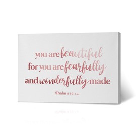 HB Art Design You are Beautiful for You are Fearfully Wonderfully Made Psalm 139:14 Bible Verse Scripture Quote Inspirational Christian Wall Art Canvas Print Living Room Decor 30x40