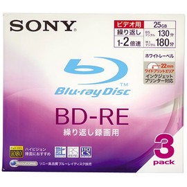 Sony 3BNE1VBPJ2 BD-RE Video Rewrite Type One Side 1 Layer 25 GB 2X Printerable 3 Sheets