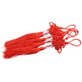 LBY Chinese Tassel Chinese Knot Red Handmade Oriental Imitation Jade Peace Buckle Tassel, Lucky Knots to Attract Wealth Good Fortune and Health,for Door and Car Handing Decoration,5pcs