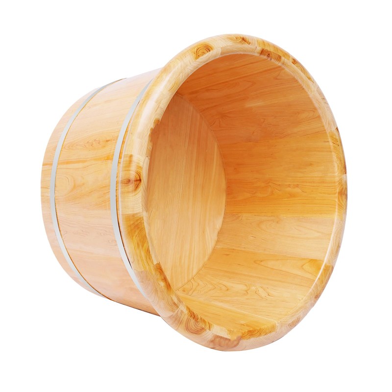 9.84In Tall Foot Basin Wooden Bucket with Lid and Massage