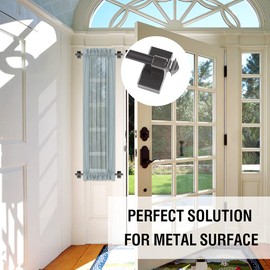 Magnetic Curtain Rods for Metal Doors Multi-Use Adjustable Curtain Rods for Small Windows Cafe Sidelight and Iron Steel Places, 1/2 Inch Diameter, Tool Free (2 Pack, Adjust from 16 to 28 Inch, Pewter)