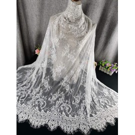 Lace Fabric Embroidery by The Yard Dress Ribbon Trim Fabric Ribbon Curtain Accessory Sewing Craft 150 X 150 cm (White)