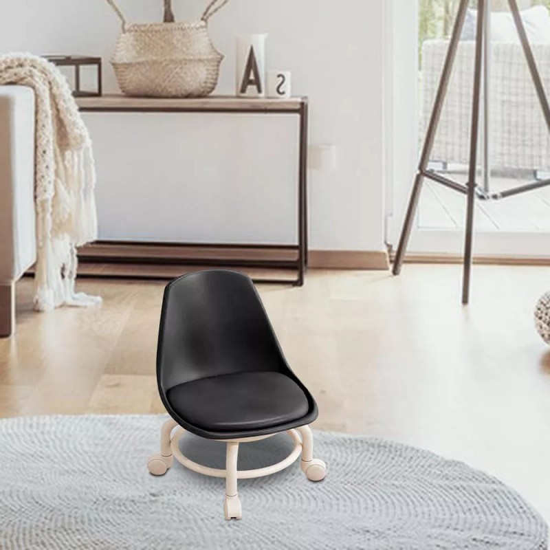 generic Silla Con Asiento De Ruedas Taburete De Pedicura Negro