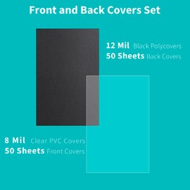 Binditek 500 Pack 12 Mil Sand-Textured Polycover - Midweight for Business Reports and Proposals - Lightly Sanded Finish - with Square Corners, Un-Punched, Black Color, Office Supplies