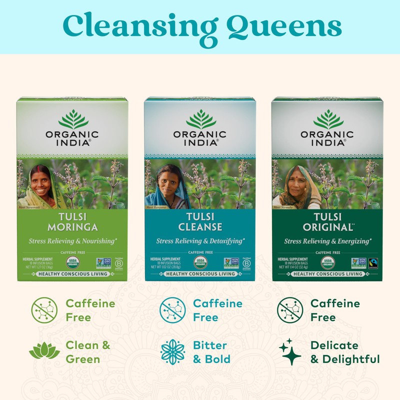 Organic India Tulsi Cleanse Herbal Tea - Holy Basil, Stress