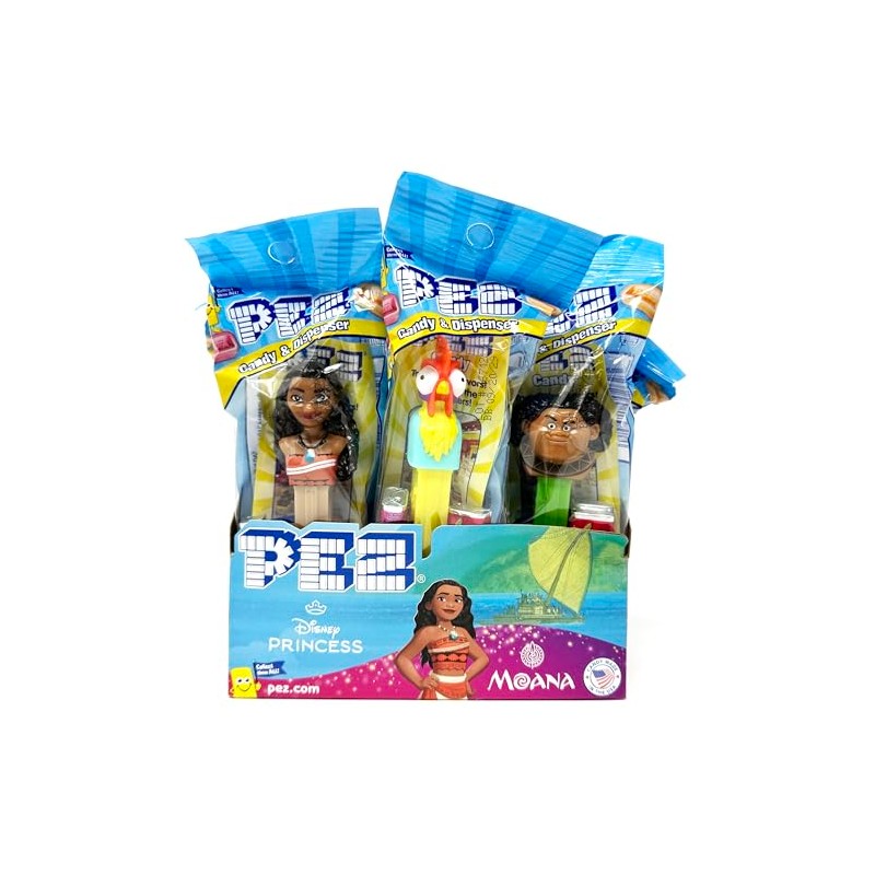 Pez Moana Dispensers and Refill Candy Pack, 12 Individually Wrapped