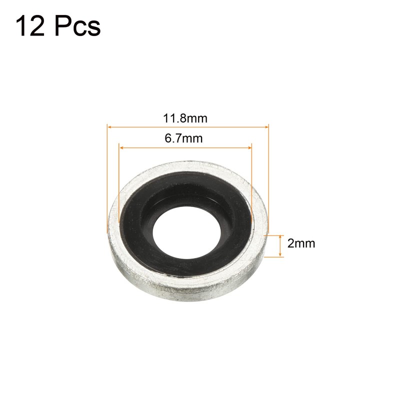 MECCANIXITY Bonded Sealing Washers M6 11.8x6.7x2mm Carbon Steel Nitrile Rubber