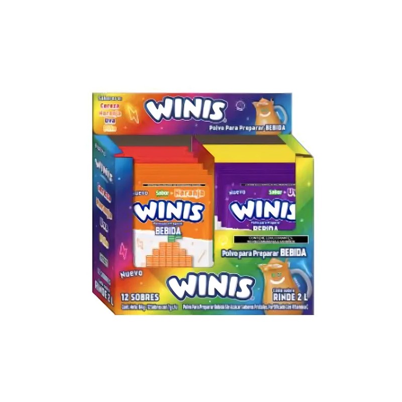 Bebida En Polvo Winis Sabores Frutales 12 Sobres