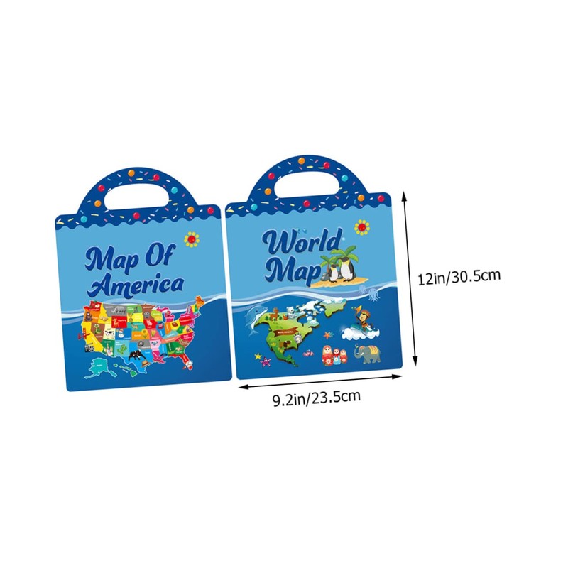 Kisangel Sticker Books Reusable Map Sticker Playthings for Fun Educational