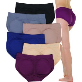 ToBeInStyle Women’s Pack of 6 Enhancing Butt Boosting Padded Panty Briefs - Wild Berry Cream Assortment - One Size